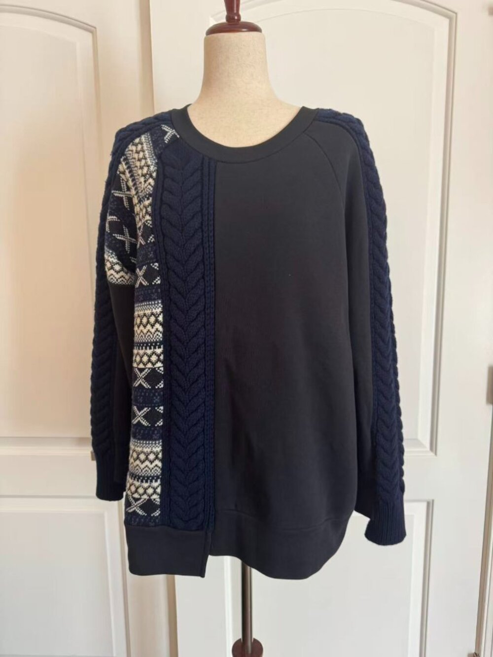 100% Authentic Burberry London Navy Mix media Sweatshirt, Sz M
